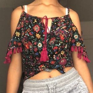 Bohemian cold shoulder blouse